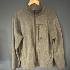 Avalanche Men's Full Zip Fleece Jacket Stand-Up Collar Gray Size L